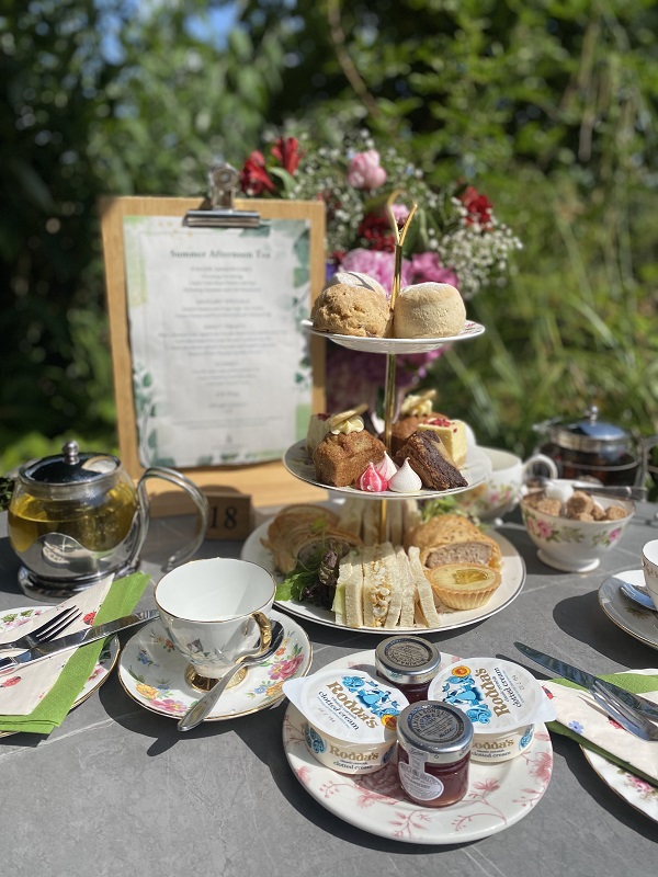 Afternoon Tea cakes and tea at outdoors at Tatton Park